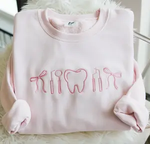 Embroidered Dental Icons Sweatshirt, Dental Hygienist Icon Shirt, Dental Graduation Gift, Dental Hygienist Coquette Shirts, RDH Gifts