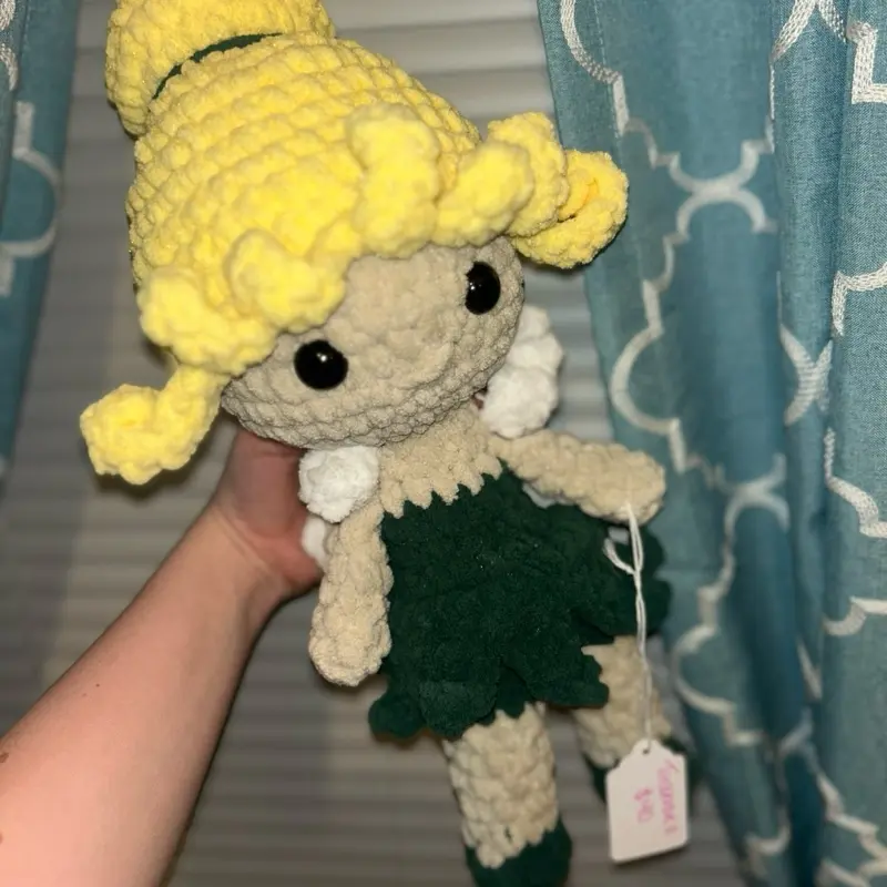 Crochet Tinker Girl - Yellow and Green Handmade Doll with Unique Design