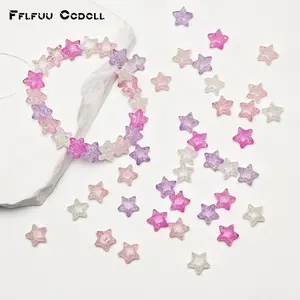 About 222 Pieces 12mm Pink Purple Colored Glass Five-Pointed Star Acrylic Beads 100g Iridescent Glitter Loose Beads Suitable for DIY Bracelet Necklace Making and Valentine's Day Gift Decoration