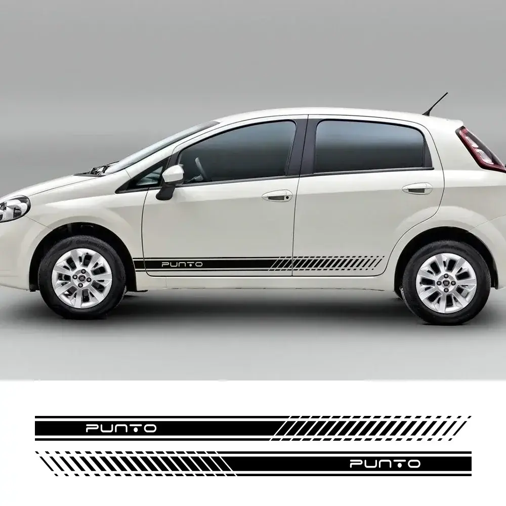 2pcs Car Long Side Stripes Stickers DIY Auto Vinyl Film Decals For FIAT Punto DIY Automobiles Decoration Car Tuning Accessories