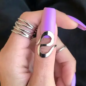 Silver Abstract Curve Ring 002 - Stainless Steel