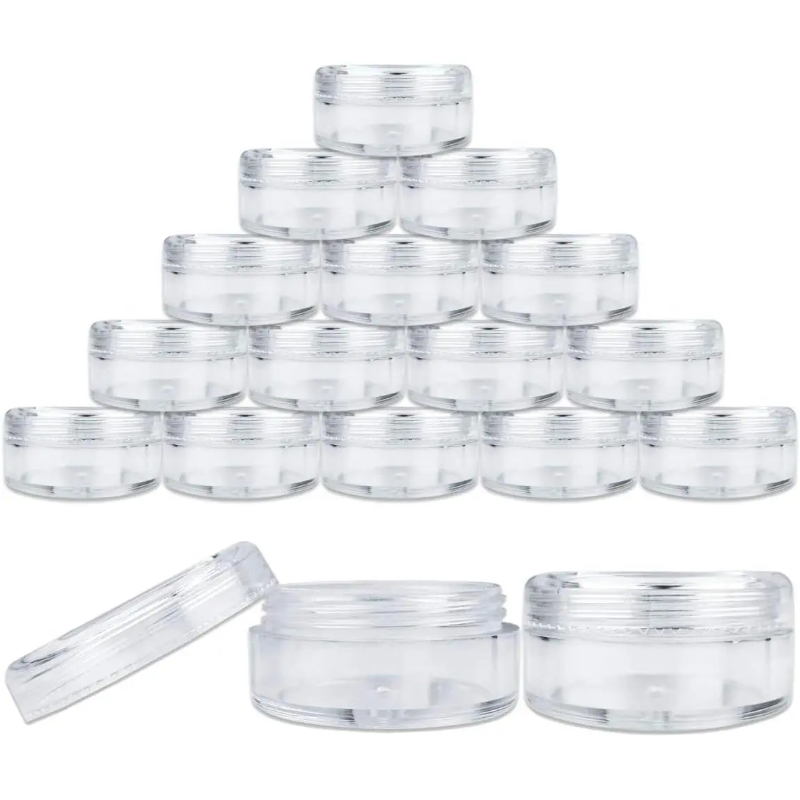 (Quantity: 25 Pieces)  5G/5ML Round Clear Jars with Screw Cap Lids for Lotion, Creams, Toners, Lip Balms, Makeup Samples