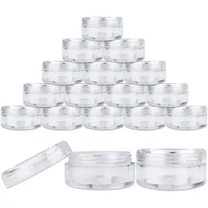 (Quantity: 25 Pieces)  5G/5ML Round Clear Jars with Screw Cap Lids for Lotion, Creams, Toners, Lip Balms, Makeup Samples