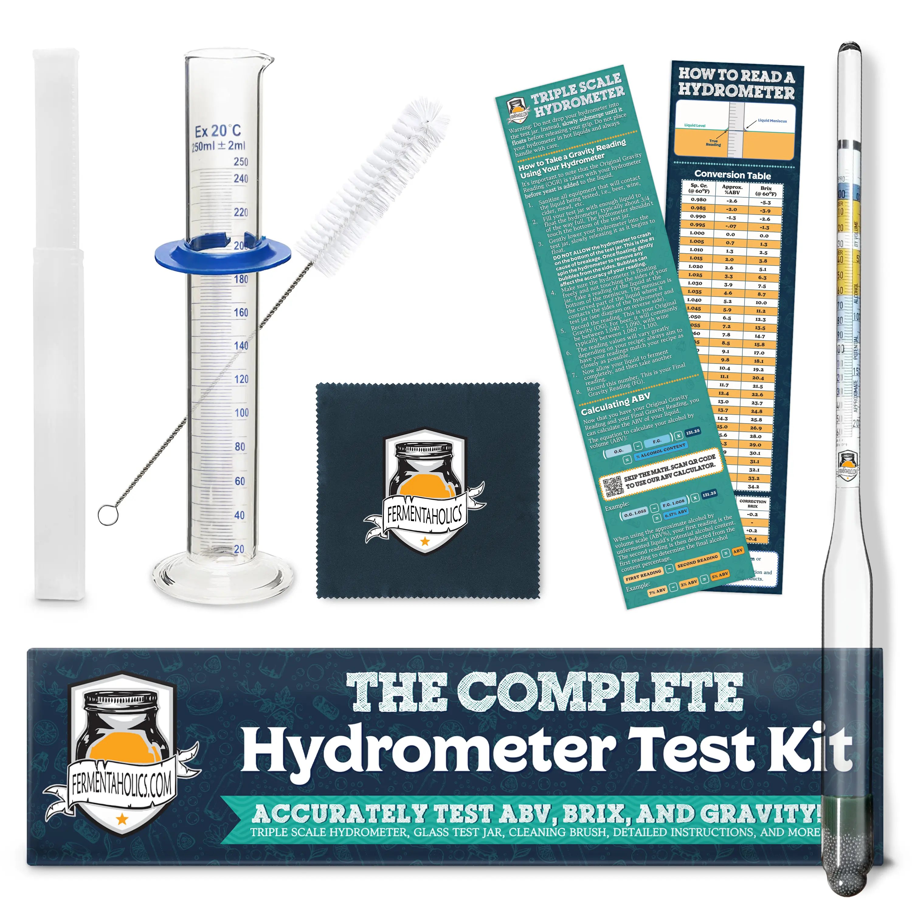 Complete Hydrometer Test Kit with Glass Test Jar Complete Hydrometer Test Kit with Glass Test Jar