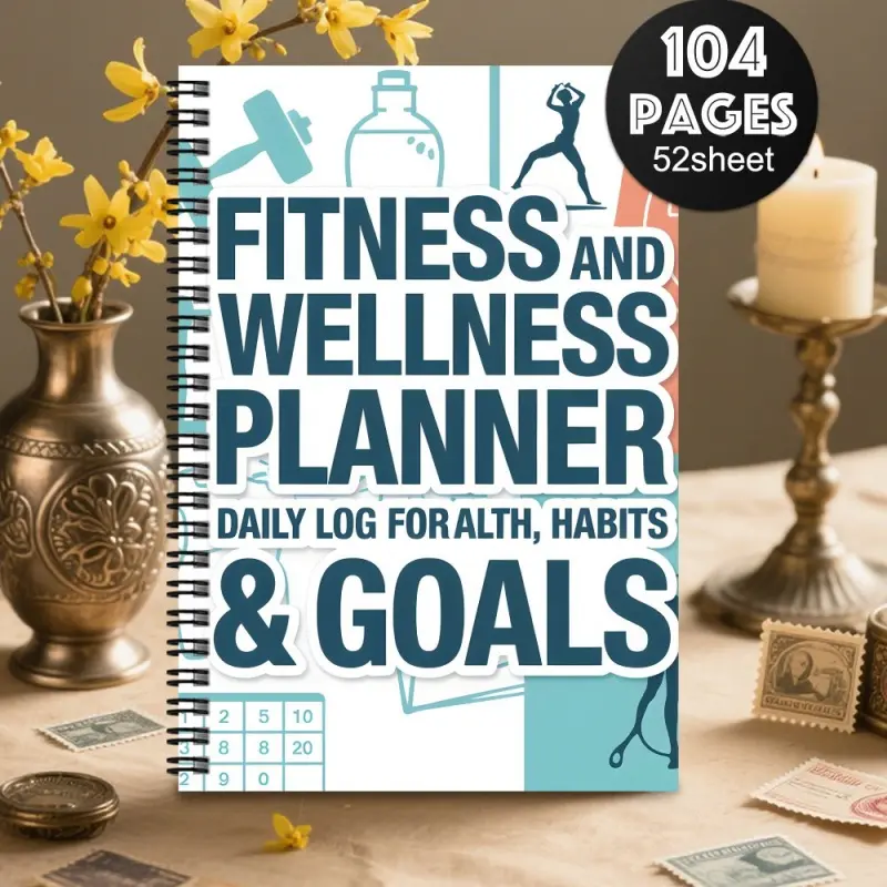 A beautiful spiral weight loss journal designed specially for tracking daily workouts and health, suitable for both men and women. This personal organizer can also be used as a fitness and health planner.