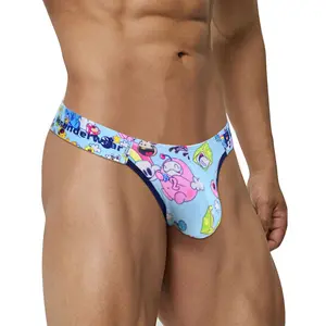 Bikini Men Underwear Briefs Sexy Modal Colorful Summer Patterns Anime Belt High Fork Horn Design Butt Lift for Fitness Ropa Interior Hombre Breathable Smooth Fabric