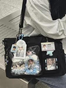 Large Capacity Nylon Tote Bag, Japanese Style Transparent Backpack, Versatile Shoulder Crossbody Bag, Lightweight Waterproof for Commuting Travel Daily Use, Quilted Shoulder Bag