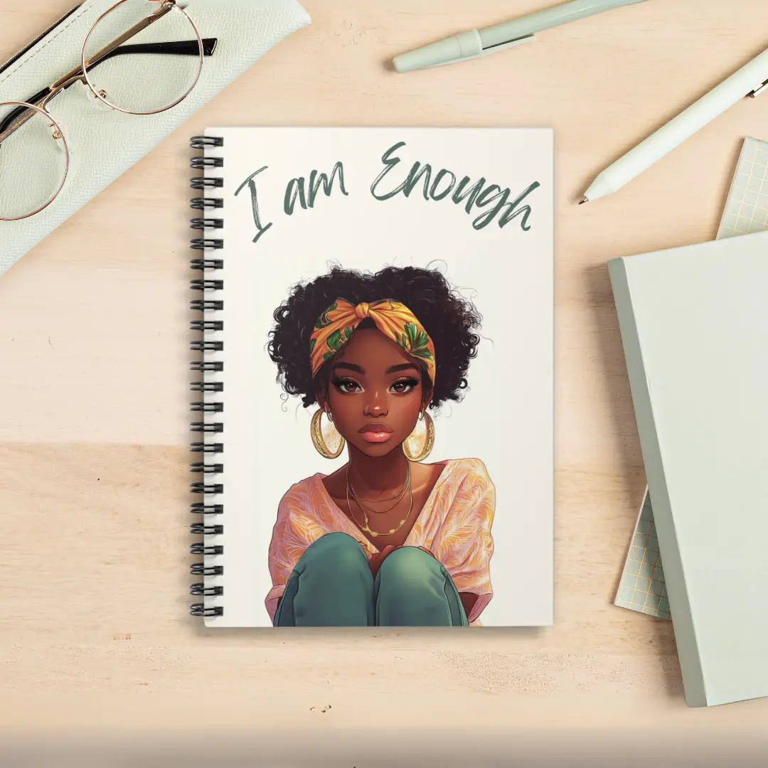 I Am Enough - Jasmin - Spiral Notebook black owned stationery spiral  notebook