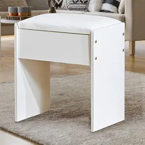 Vanity Dressing Table Stool Soft Makeup Chair Piano Seat Footstool Modern White bench