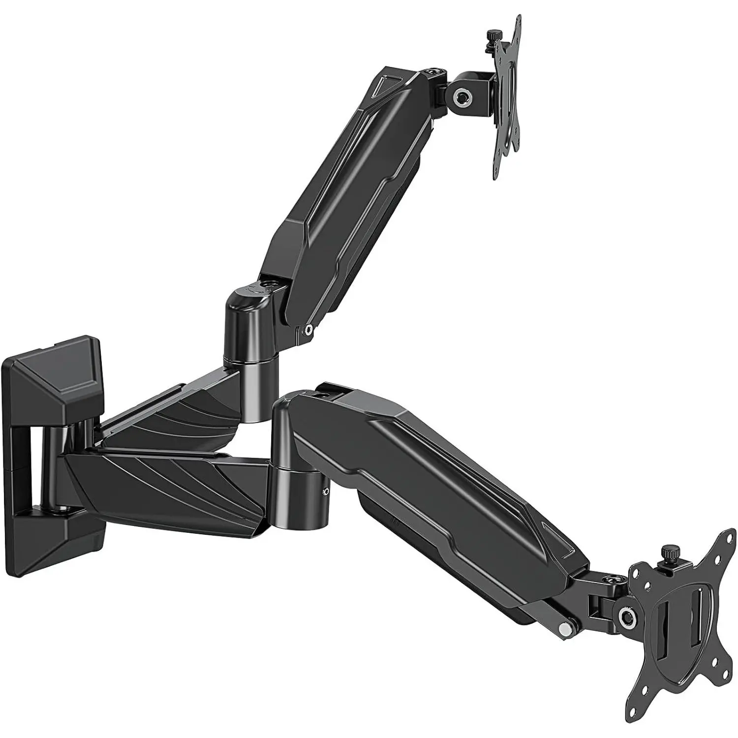 Dual Monitor Wall Mount with Gas Spring Arms, Ergonomic Support for 2 17.6lbs Max Each Computer Screens Up to 32in, Full Motion Adjustable VESA 75x75/100x100 Mount, Reduces Discomfort & Fatigue, Eases Neck Back Eye Strain, Improves Productivity