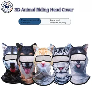 Funny 3D Animal Goofy Balaclava - Novelty Dog Cat Tiger Cycling Face Mask for Outdoor Sports Sun Protection Breathable Neck Gaiter full mask balaclava camouflage urban Animal-Ear