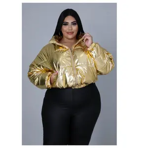 Metalic Gold Crop Puff Jacket