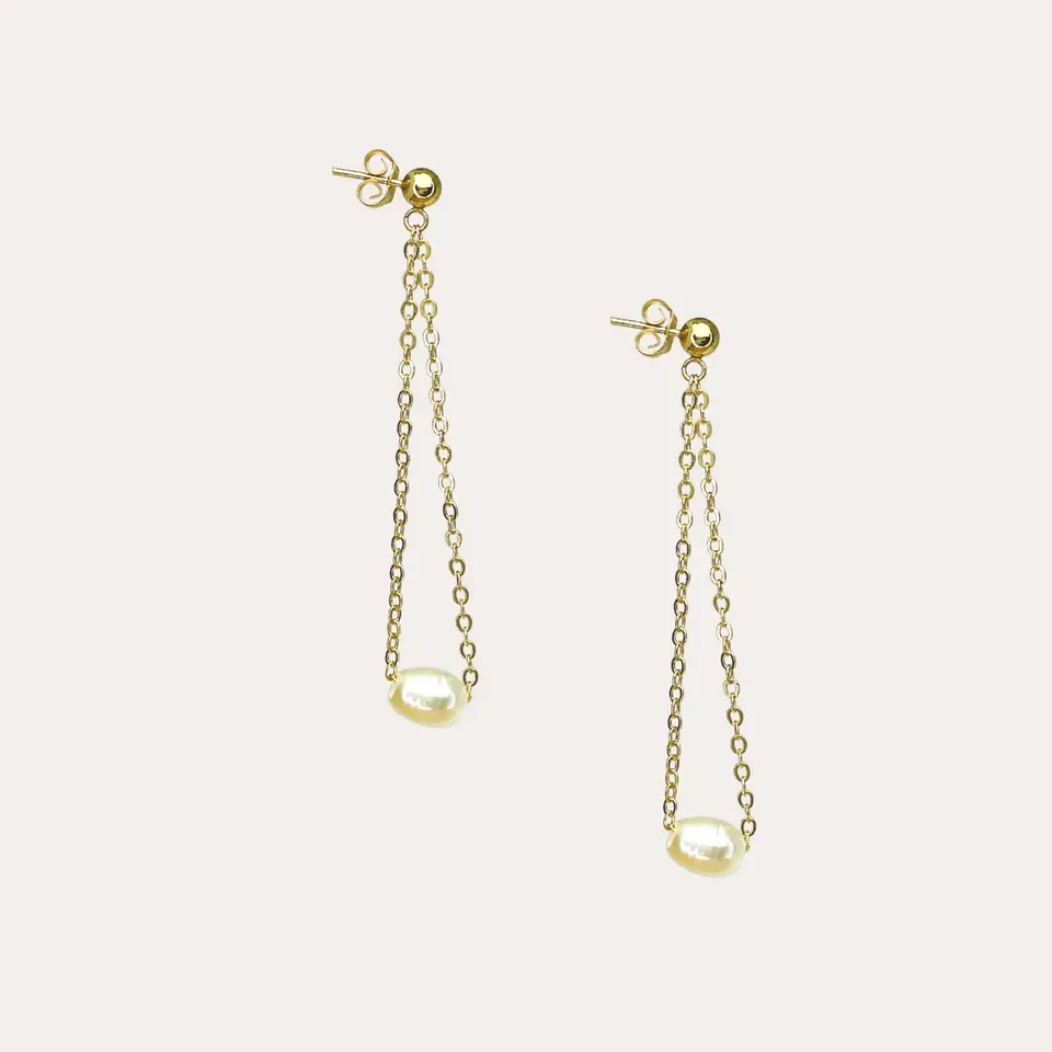 Aspyn | 14K Gold filled Pearl Dangle Chandelier Stud Earrings