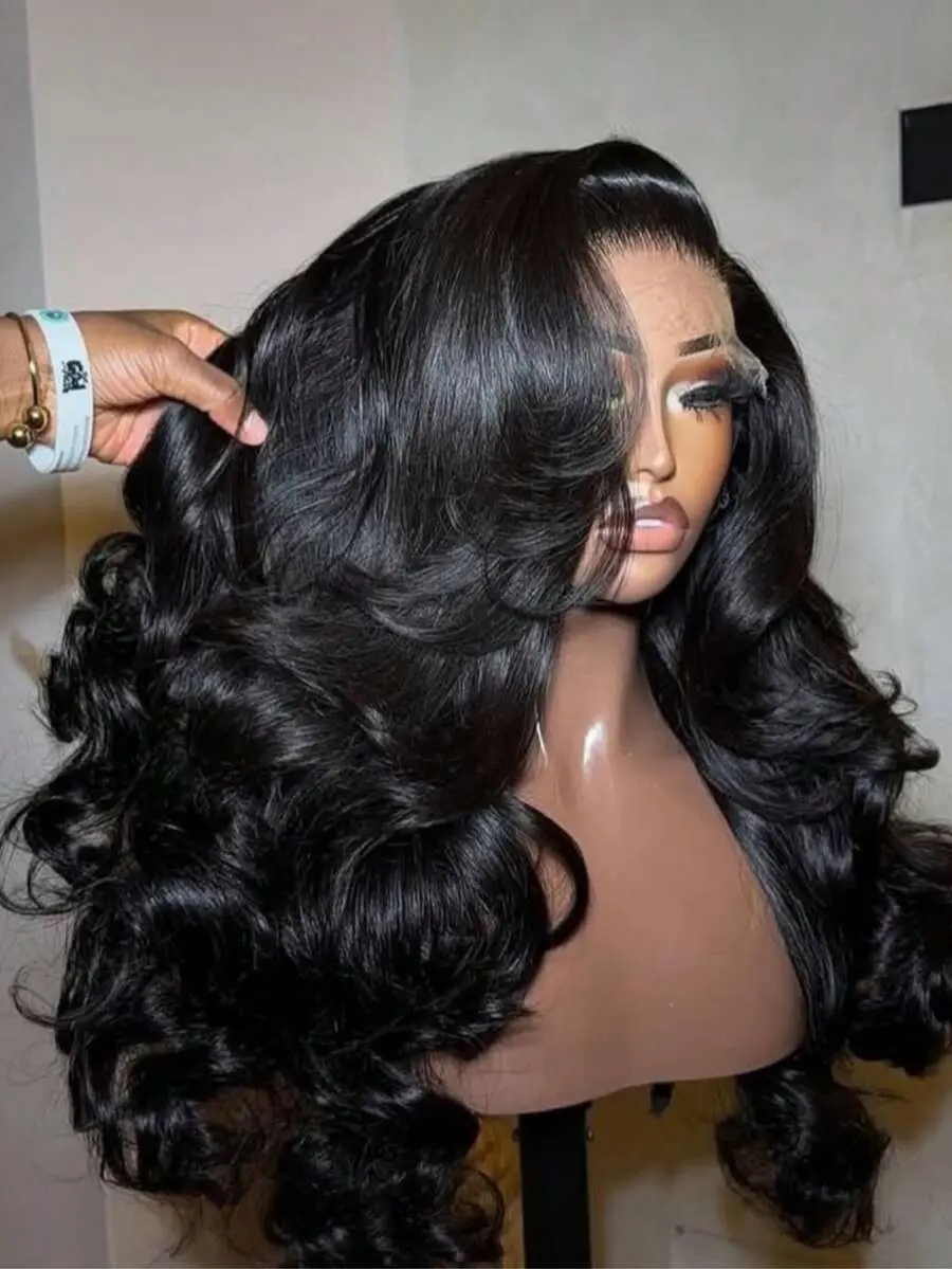 daparo Women's 30in 13x4 HD Transparent Lace Front Human Hair Wig - Pre-Plucked Precut Glueless, Glueless Heat Res, High-Density Body Waves, HD Frontal Wig