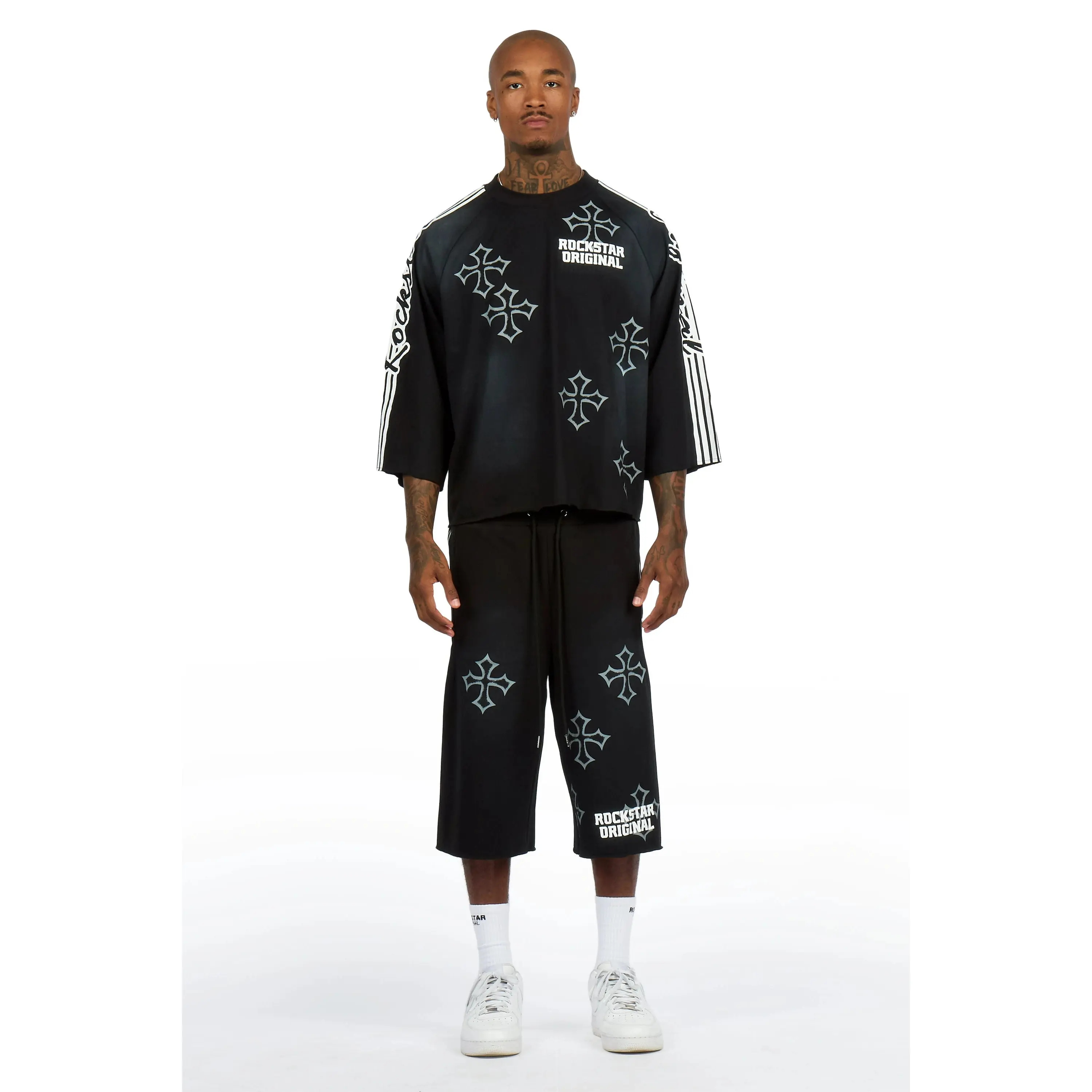 Osso Black 3/4 Sleeve T-Shirt Double Waisted Jort Set