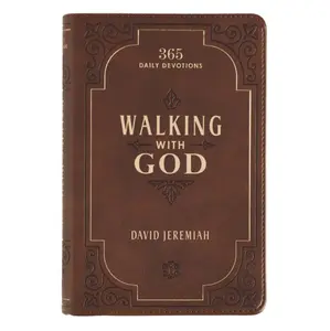 Walking with God Devotional - Brown Faux Leather Daily Devotional for Men & Women 365 Daily Devotions