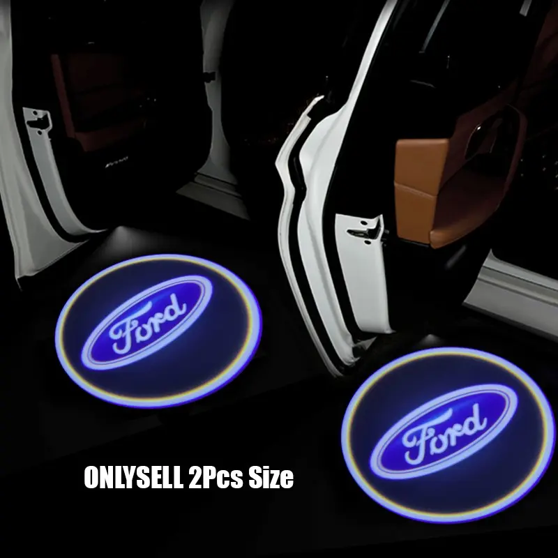 2Pcs Car Door Sticker Projector Welcome Light, Courtesy Welcome Light, Vehicle Welcome Light, LED Laser Light Magnetic Induction Turn-on Light Car Accessories, Suitable for Ford Focus MK2 MK3 MK4 ST F150 Mondeo Fiesta