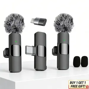 2-In-1 Wireless Mic| Portable Lavalier Microphone For Vlog, Live Stream & Recording 2-In-1 Wireless Mic| Portable Lavalier Microphone For Vlog, Live Stream & Recording