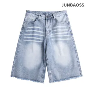 JUNBAOSS Men's Baggy Jean Shorts Y2K Casual Vintage Wide Leg Skater Denim Shorts Fashion Comfy Loose Fit Long Streetwear Hip Hop Summer Jorts Denim Shorts Below Knee