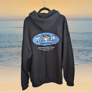 Reel Deal Sportfishing Full Zip Hooded Hoodie Sweatshirt Cotton Polyester Cotton Fabric Cotton Fabric