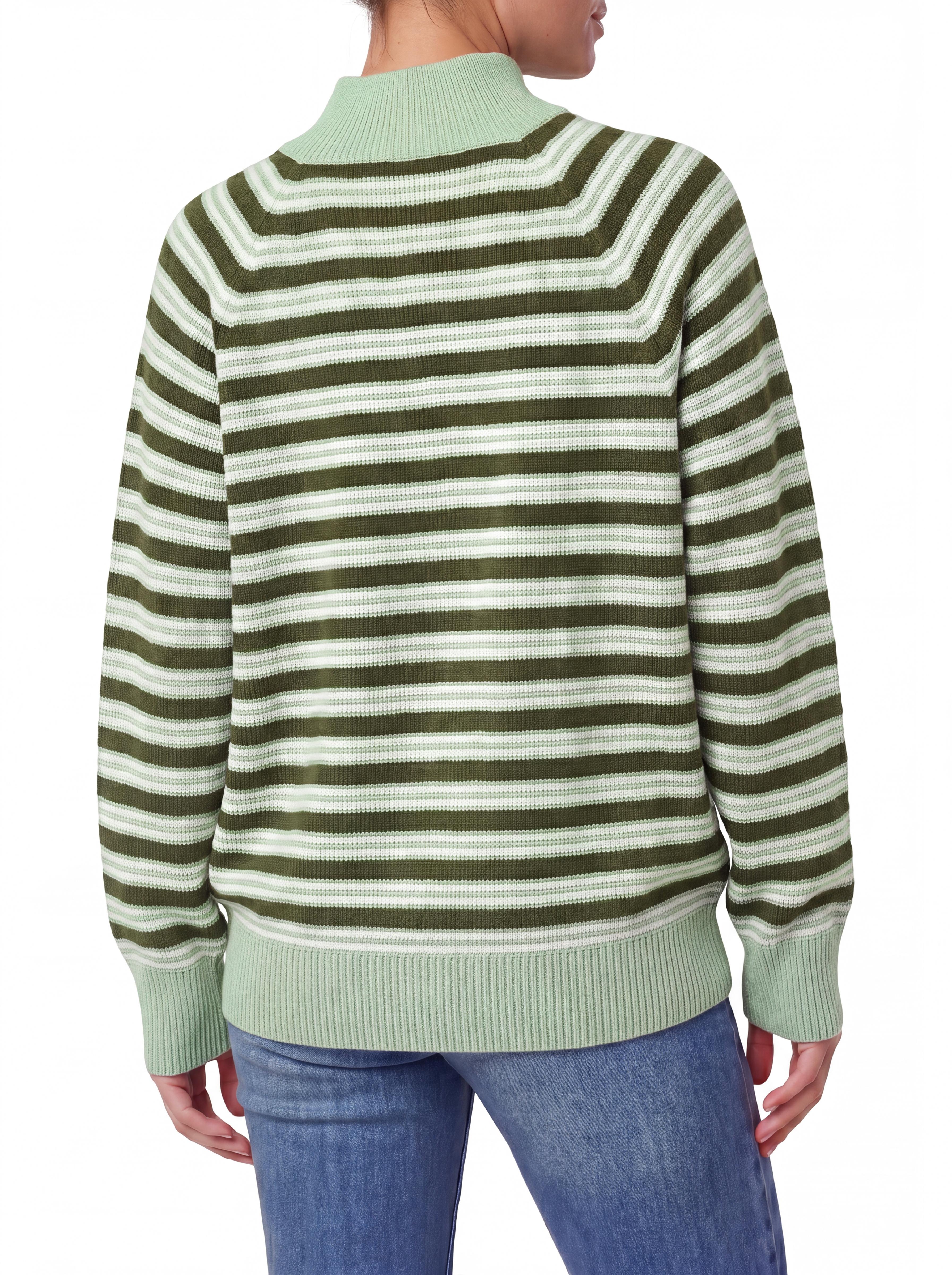 Wodubu Women's Knitwear Sweaters - Half-Zip Striped Ribbed Knit Tops, Long Sleeves, Casual Oversized Fit, Style Options: Mock Neck, V-Neck, 2026 Fall Winter Clothes