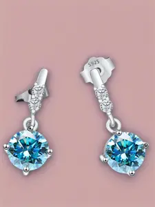 925 Sterling Silver Synthetic Moissanite Decorated Earrings, Elegant Jewelry for Women, Trendy All-match & Exquisite Jewelry for Birthday Gift