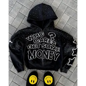 2025 European and American street style dark letter printed hoodie