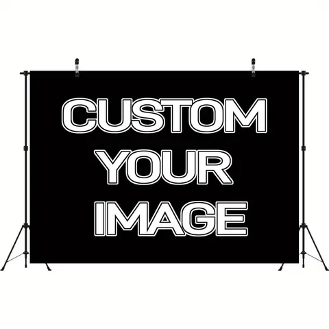 Custom Image Polyester Backdrop Banner - 1-Piece Hanging Ready Rectangular Fabric, Multi-Size Indoor Backdrops for Weddings, Engagement Party Decorations, Grad Banner & Home Decor