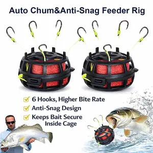 6 Hook Fishing Rig with Bait Cage, Anti-Snag Carp Feeder Rig, Setup Could Catch More Fish Easily