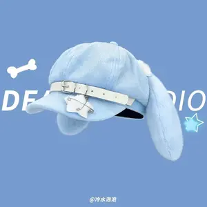 Original Niche Cute Rabbit Ears Plush Berets Cap Y2k Autumn and Winter Travel Personality Versatile Sweet Octagonal Hats Women