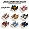 LightningSpeed Unisex Chunky Platform Trainers - 5cm Height Boost, Low-Top Ankle Leather/Tweed Shoes, Denim-Pair Friendly, All Seasons Casual Streetwear Footwear