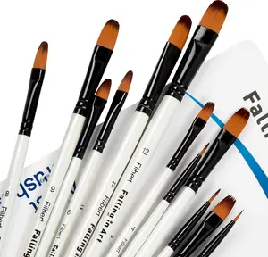 Falling in Art Paint Brushes Set, 12 PCS Nylon Professional Filbert Paint Brushes for Watercolor, Oil Painting, Acrylic, Face Body Nail Art, Crafts, Rock Painting