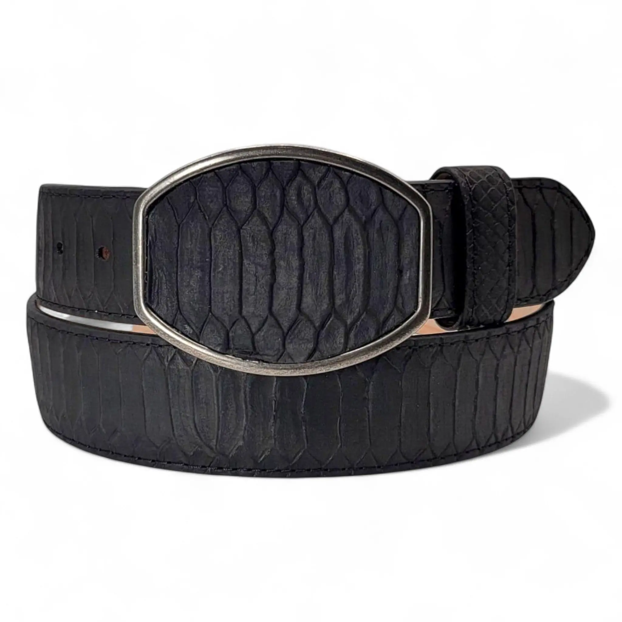 Men’s 2” Embossed Print Western Leather Belt Black – Classic Cowboy Style HC-122