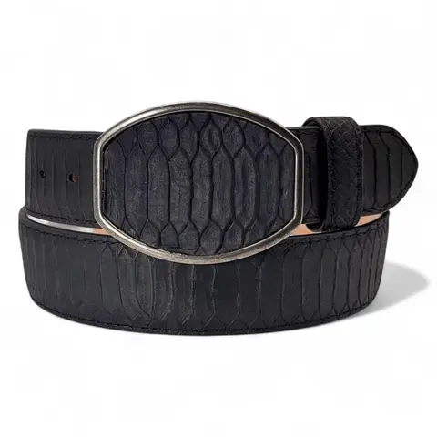Men’s 2” Embossed Print Western Leather Belt Black – Classic Cowboy Style HC-122