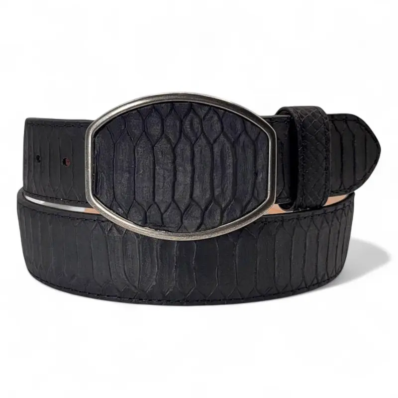Men’s 2” Embossed Print Western Leather Belt Black – Classic Cowboy Style HC-122