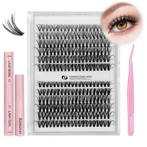 Natural Look False Eyelash Kit, Eyelash Clusters Individual Lash Extension Kit, With Lash Bond, Lash Seal, Remover and a pair of tweezers,30D 40D Individual Lashes Mix Length 9-17mm,240 Pcs,Eye Makeup Products for Women & Girls, DIY Eyelashes Kit tiktoksh