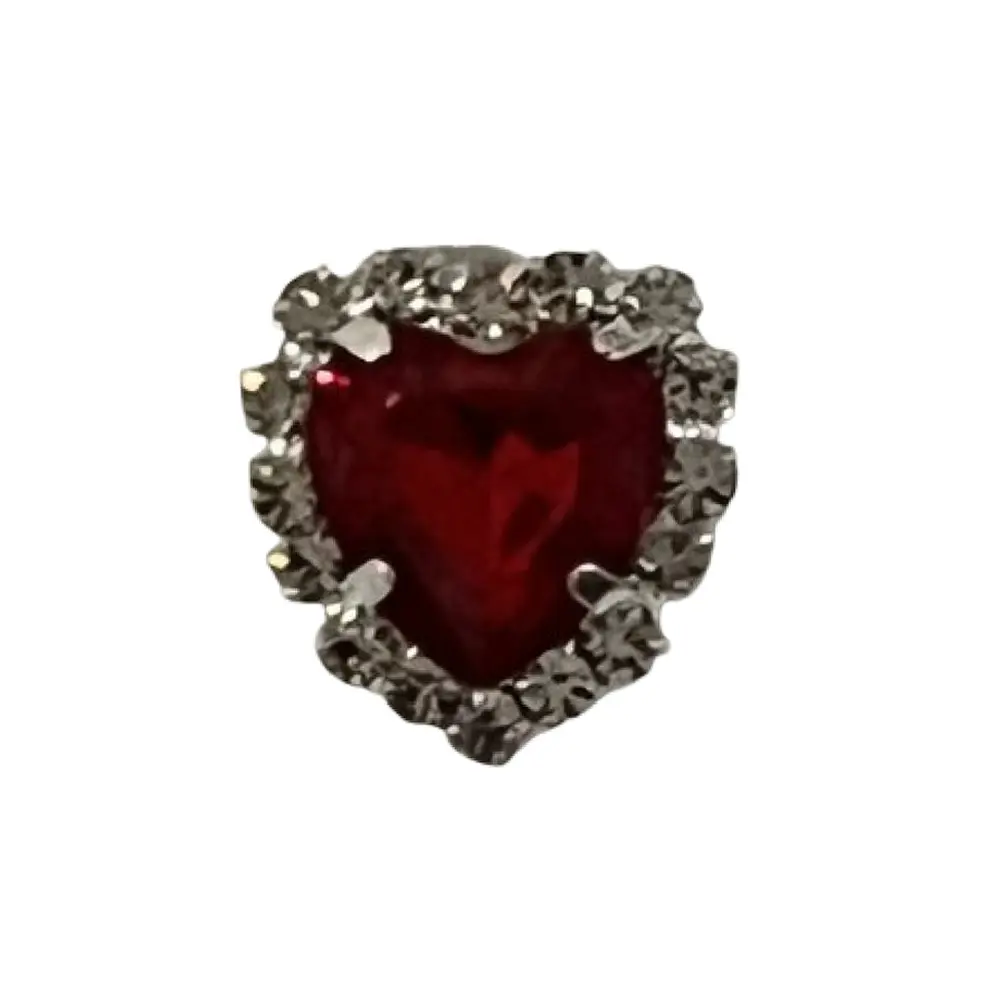 Red Rhinestone Heart Charm - 2 Pack