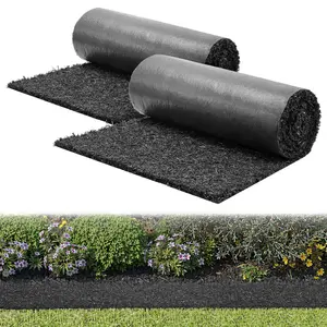 【FathersDayGift】VEVOR Rubber Mulch Mat Roll, 2 Rolls 96 x 24 in Recycled Rubber Mulch Mat, 0.5 Thick Cuttable, Reduced Weed Growth, Natural-Looking Weed Barrier Mat, Permanent Walkway Pathway for Landscaping