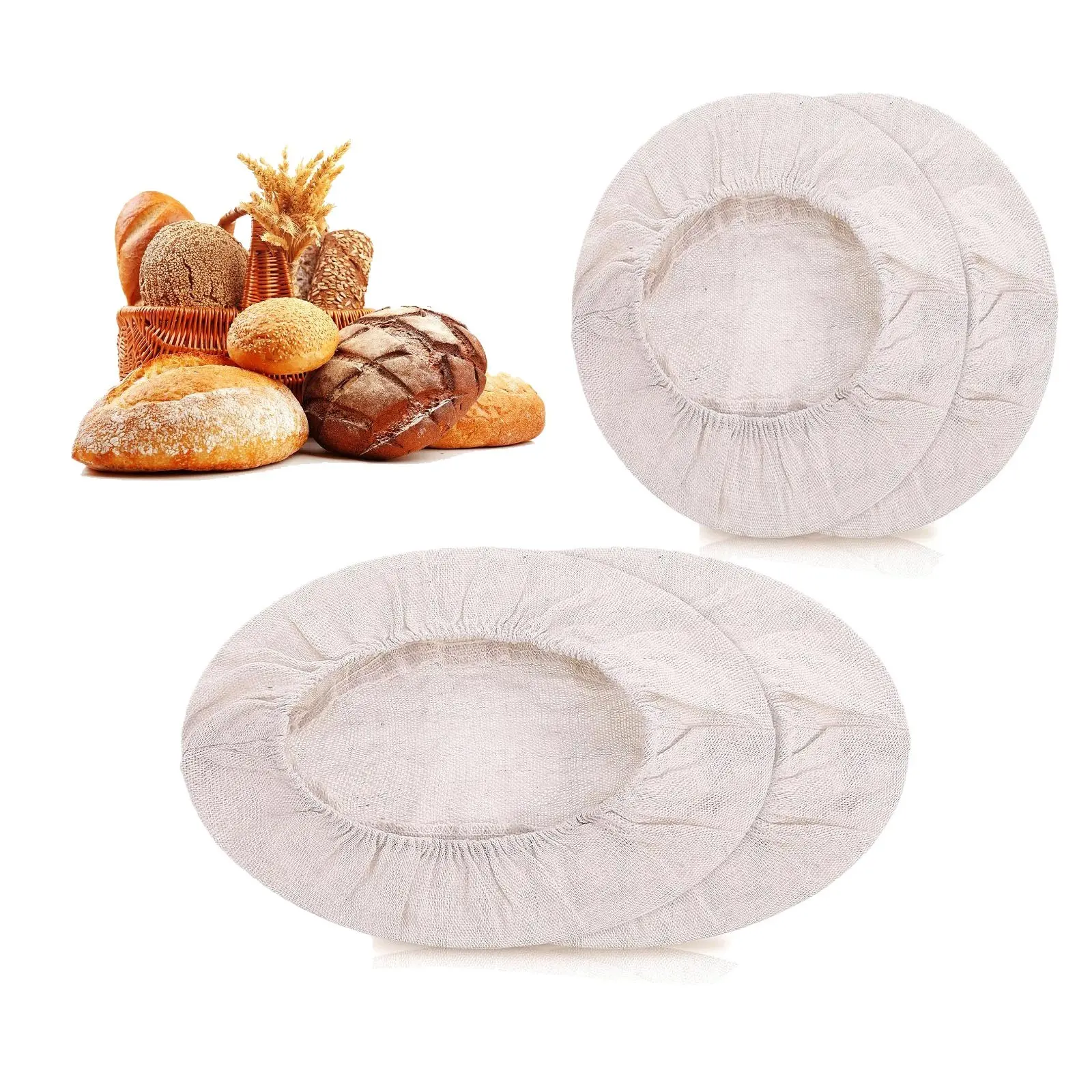4pcs Linen Oval and Round Bread Fermentation Basket Lining, Dough Proofing Cloth Set, Baking Accessories, Bread Making Accessories, Home Baking Supplies, Baking Essentials, Ideal for Baking Enthusiasts