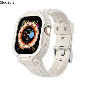 Armored TPU Watch Band with Case Integrated Rugged Shockproof Sport Strap Compatible with Apple Watch Series 11 10 Ultra 2 SE 49mm 46mm 45mm 44mm Men