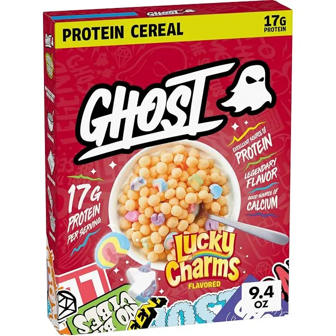 Ghost Lucky Charms Protein Cereal, 17g Protein per Serving, Breakfast Cereal, 9.4 oz Box