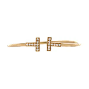 Pre-owned Tiffany & Co. T Wire Bracelet 18K Yellow Gold and Diamonds by Rebag