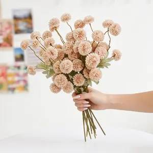 Artificial PomPom Ball Flowers 10PCS, Faux Silk Snowball Chrysanthemum Flowers with Long Stems for Vase Arrangement, Fake Floral Bouquet for Home Office Wedding Party Table Decor, Mother’s Day Gifts for Women Mom, Home Decor Gift