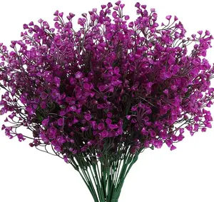 Artificial Shrubs Bushes 4 Pack Fake Outdoor UV Resistant Plants Flowers, Faux Plastic Bell Leaves Greenery for Indoor Outside Hanging Planter Home Office Wedding Farmhouse Decor (Fuchsia) Living Room Interior