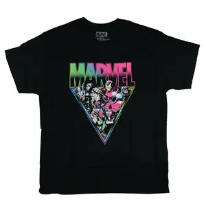 Marvel T-Shirt Men's Triangle Character Scene Logo Design Graphic Tee