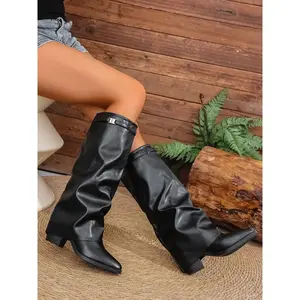 Knee High PU Leather Boots, Fashionable Comfortable Design, Available in 4 Colors, Trendy Shoes for All Seasons, Perfect for Stylish Lovers