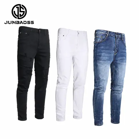 JUNBAOSS Men's Multi Pack Skinny Jeans Stretch Ripped Jeans for Men, Distressed Slim Tapered Leg Fashion Comfort Flex Waist Denim Pants #SohoChic