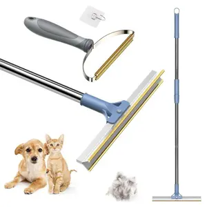 Pet Hair Carpet Rake,Adjustable Long Handle Pet Hair Removal BroomReusable Advanced Lint Remover Scraper DogCat Fur Cleaning, for Carpet Rugs Mats CouchFurniture Cat Tree