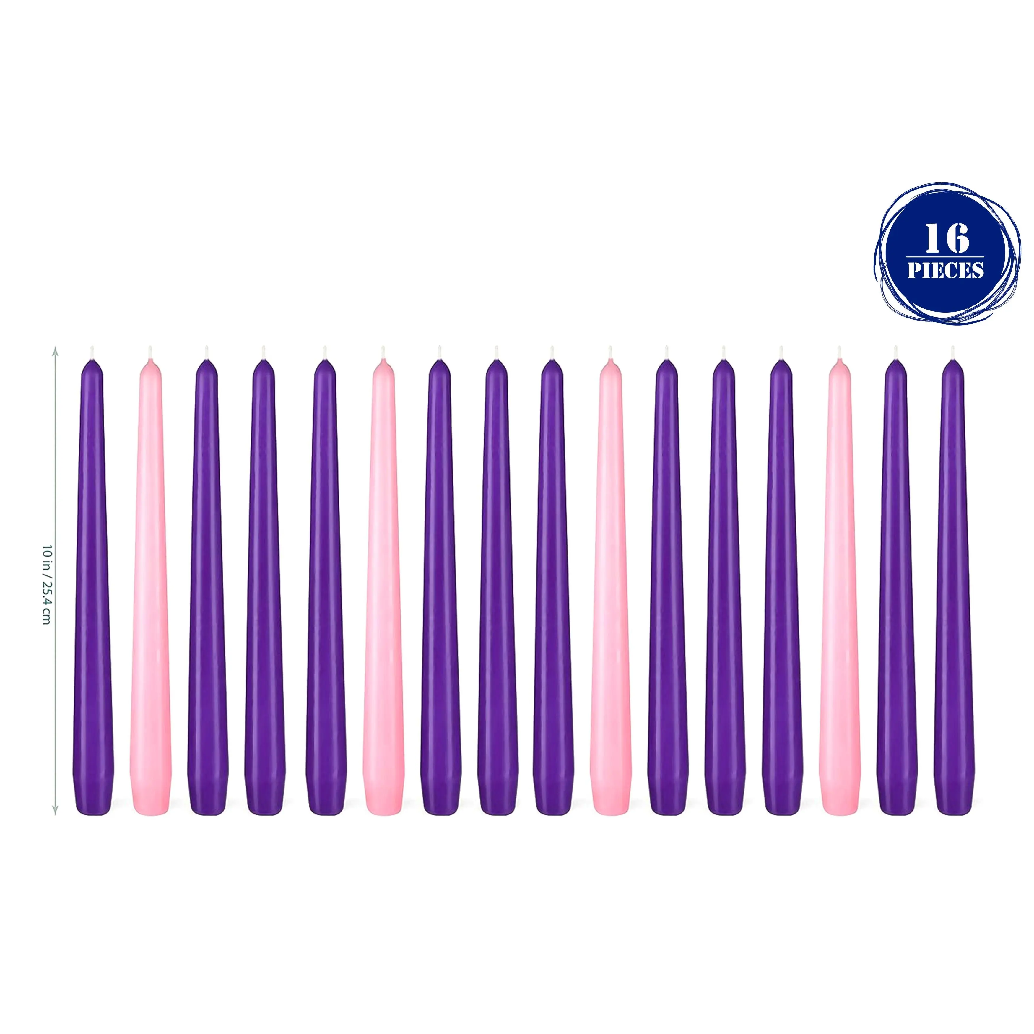 Advent Taper Candles 16 Pieces 12 Purple 4 Pink Advent Taper Candles 16 Pieces 12 Purple 4 Pink