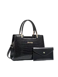 Elegant Alligator Print Satchel Set, Vintage Crossbody Bag, Soft PU Shoulder Bag, Adjustable Strap, Waterproof, Ideal Gift for Women